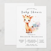 Unieke online Giraffe Baby shower Kaart (Voorkant / Achterkant)