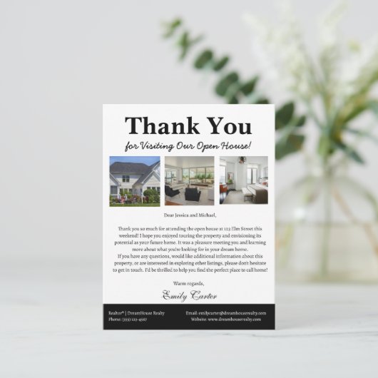 Unieke Open Huis Dank U van Unique Real Estate Briefkaart (Staand voorkant)