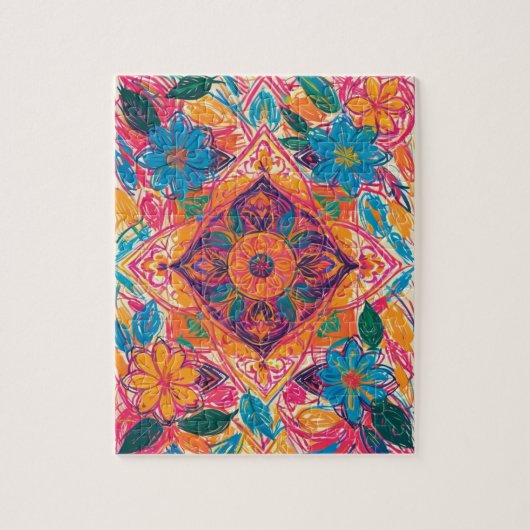 Unieke Orient Flower Scribbles Legpuzzel (Verticaal)