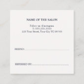 Unieke oude witte blauwe gedurfde salon aanbevelingskaartje (Achterkant)