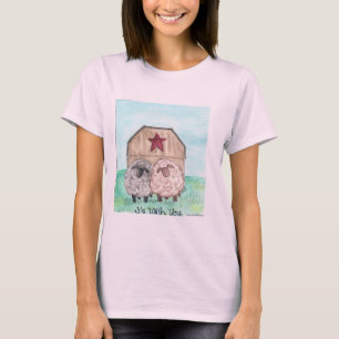 unieke overdracht van waterverf schapen t-shirt
