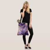 Unieke Paarse en gouden gemarmerde grote schouder Draagtas (Op model)