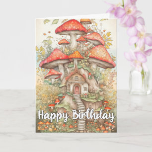 Unieke Paddenstoelen Bos Dorp Illustratie Kaart