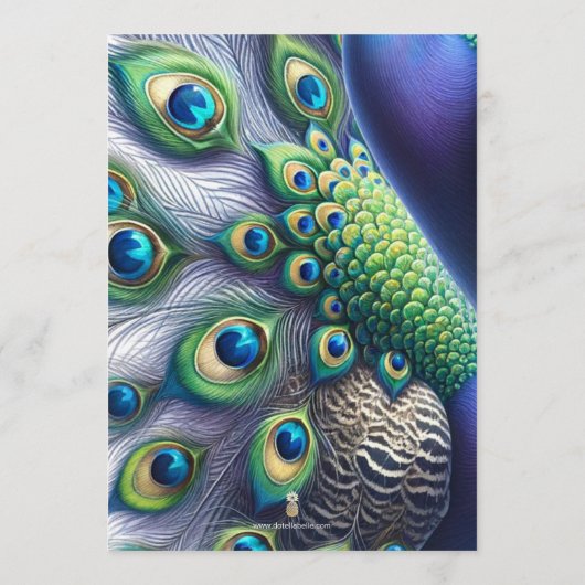 Unieke Peacock Bruiloft Zitkaart Sjabloon Kaart (Achterkant)