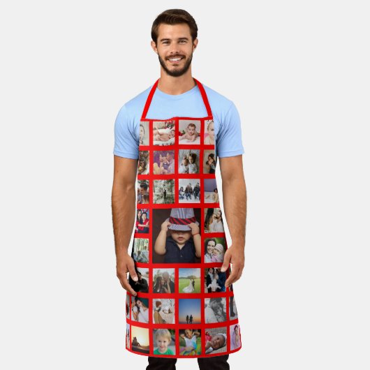 Unieke persoonlijke fotocollage schort (Gedragen)