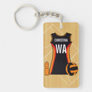 Unieke persoonlijke netball sleutelhanger