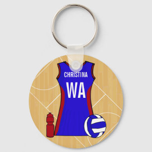 Unieke persoonlijke netball sleutelhanger