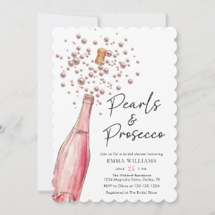 Unieke Pink Pearls en Prosecco Vrijgezellenfeest Kaart