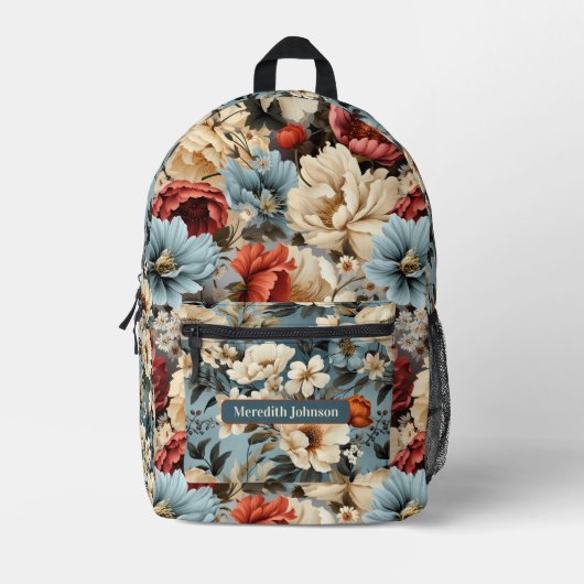 Unieke pioenbloem bloesem bedrukte rugzak (Voorkant)