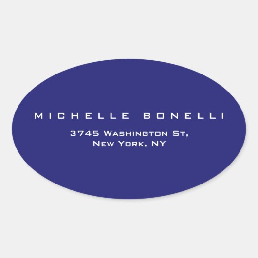 Unieke Plain Midnight Blue Ovale Sticker (Voorkant)