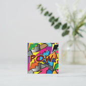 Unieke Pop Art Retro Style QR Code Square Business Vierkante Visitekaartje (Staand voorkant)