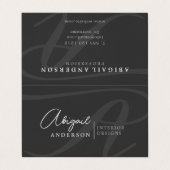 Unieke Professionele Zwart-witte monogram Visitekaartjes (Buitenkant ongevouwen)