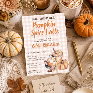 Unieke Pumpkin Spice Latte Bruiloft Feest Thema Kaart
