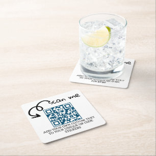 Unieke QR code gepersonaliseerde scannable website Vierkante Kartonnen Onderzetter