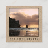 Unieke Real Estate Agent Rocks Beach Photo KRAFT Vierkante Visitekaartje (Voorkant)