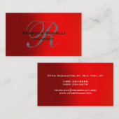 Unieke Red Gray Monogram Manager Visitekaartje (Voorkant / Achterkant)