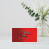 Unieke Red Gray Monogram Manager Visitekaartje (Staand voorkant)
