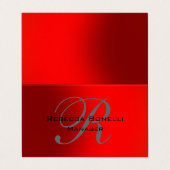 Unieke Red Gray Monogram Manager Visitekaartje (Buitenkant ongevouwen)