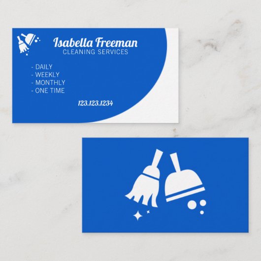 Unieke reiniging van het witte en blauwe vaste hui visitekaartje (Voorkant / Achterkant)