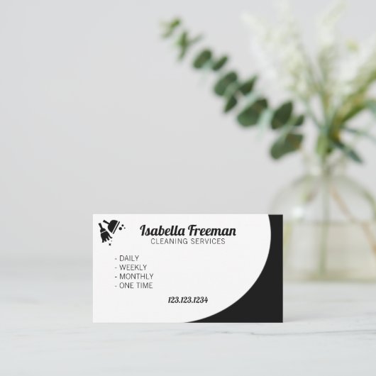Unieke reiniging van zwart-wit en witvormig huis visitekaartje (Staand voorkant)