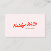 Unieke Retro Handgeschreven Script Typografie Roze Visitekaartje (Voorkant)