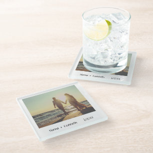 Unieke Retro Instant Photo Wedding Glazen Onderzetter