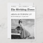 Unieke retro krant verjaardagsfeestuitnodiging kaart (Voorkant)