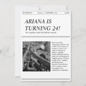 Unieke retro krant verjaardagsfeestuitnodiging kaart (Achterkant)