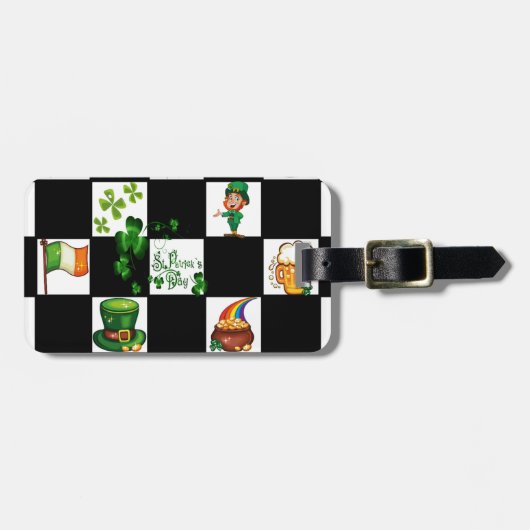 Unieke Retro St. Patrick's Day Bagagelabel (Voorkant horizontaal)