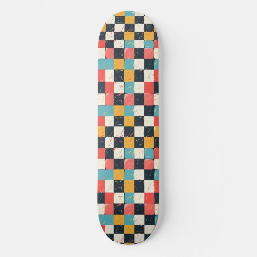 Unieke Retro Y2K Checker Design Skateboard (Voorkant)