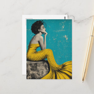 Unieke Retro Zeemeermin Briefkaart
