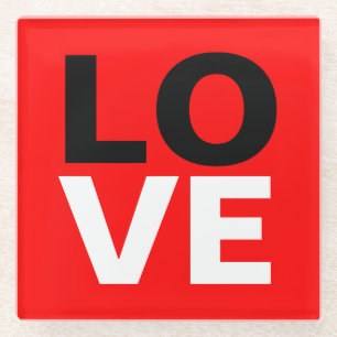 Unieke rode achtergrond liefde Romance Glazen Onderzetter