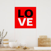 Unieke rode achtergrond liefdesromantiek poster (Keuken)
