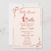 Unieke Rode Hand Getrokken Bruids Brunch Dat Is Am Kaart (Voorkant)