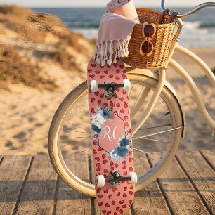 unieke Rode harten op roze en patroon Aangepast Skateboard