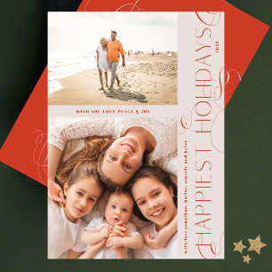 UNIEKE RODE KERST WERVELINGEN 2 FOTO FRAME GELUK FEESTDAGENKAART