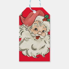Unieke rode retro kerstman cadeaulabel