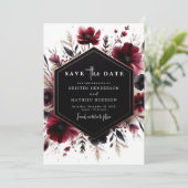 Unieke Romantische Bourgondië Bruiloft Save The Date (Staand voorkant)