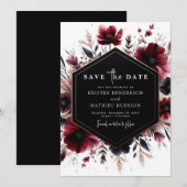 Unieke Romantische Bourgondië Bruiloft Save The Date (Voorkant / Achterkant)