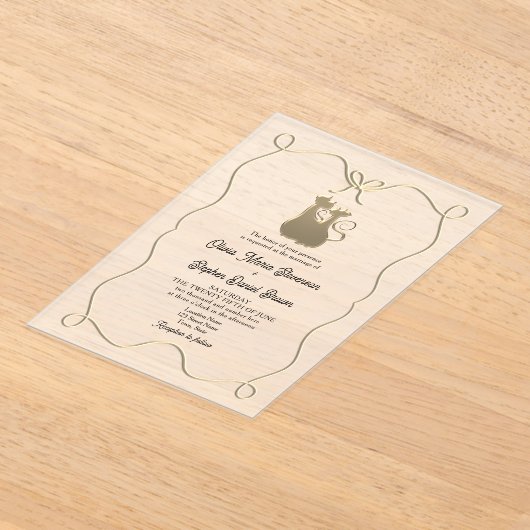 Unieke romantische bruiloft acryl uitnodigingen (Laagn)