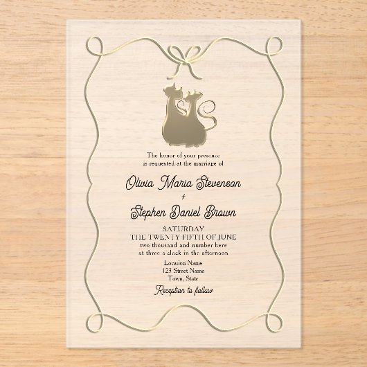 Unieke romantische bruiloft acryl uitnodigingen (Voorkant)