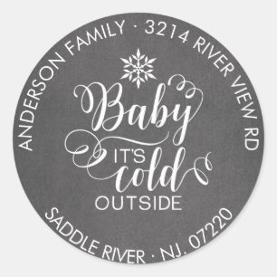 Unieke ronde Baby Het is koud buiten retour adres Sticker