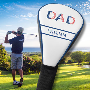 Unieke rood wit blauw DAD naam tegen wit Golfheadcover