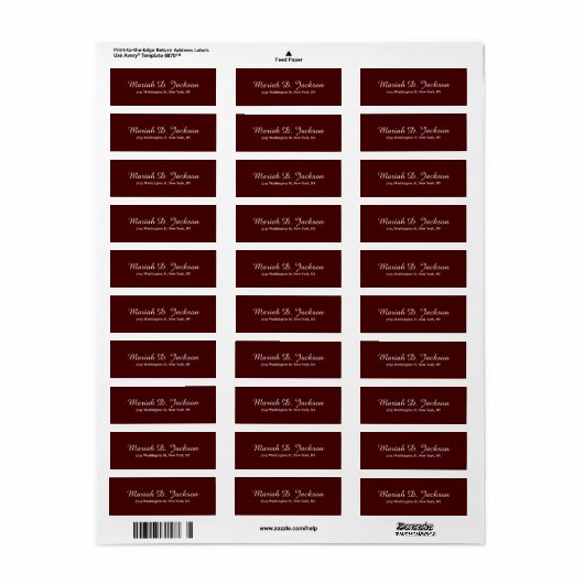 Unieke Roodbruine Klasse Script Creative Plain Etiket (Full Sheet)
