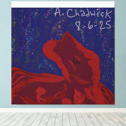 Unieke roodgekleurde superheld Stretched Canvas Ar (Insitu (Houten vloer))