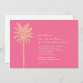 Unieke Roze Beach Wedding Invitations Kaart (Voorkant / Achterkant)