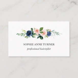 Unieke Roze Blauwe Bloemen Professional Haarstylis Visitekaartje