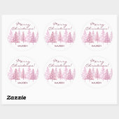 Unieke roze bloeiende bomen Kerstmis Ronde Sticker (Vel)