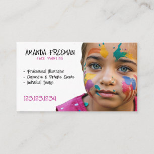 Unieke Roze en Wit Kinder Gezichtsschilder Visitekaartje