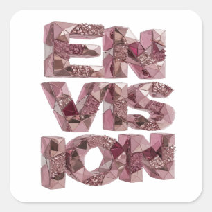 Unieke Roze ENVISION Vinyl Stijl Vierkante Sticker